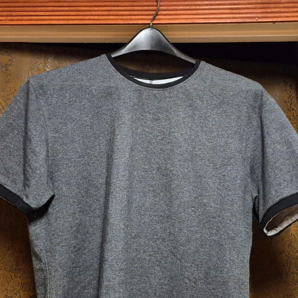 BYLT basics Men's Gray And Black Ringer T-Shirt